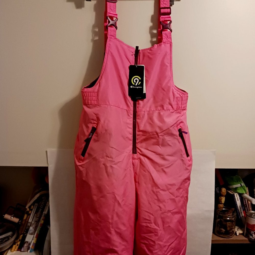 Champion Girls pink snow bibs girls size XL (14-16) NWT